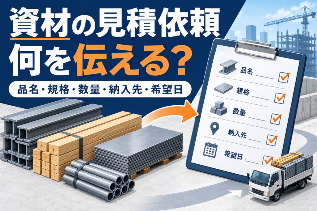 建設資材の見積依頼で伝える品名・規格・数量・納入先・希望日