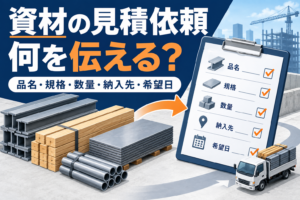 建設資材の見積依頼｜品番・数量・納入先の確認表