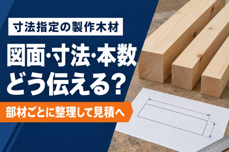 図面・寸法・本数を部材ごとに整理して、寸法指定の製作木材の見積へつなげる